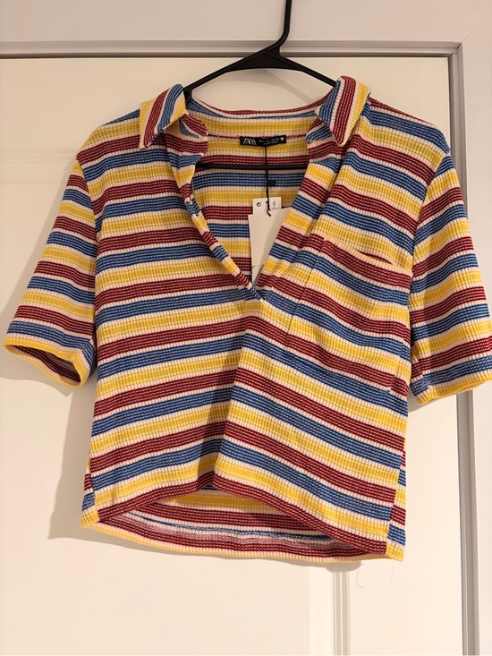 Zara Tops - Zara Striped Polo Top in Yellow, Blue & Red